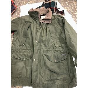 WOOLRICH VINTAGE Men's Parka Field Jacket Wool Plaid Lining Green Size Large